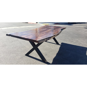 Finely Handcrafted, Custom Stained Live Edge Acacia wood table