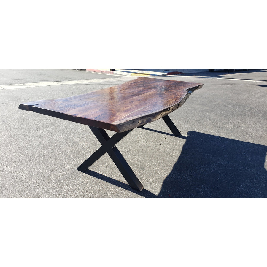 Finely Handcrafted, Custom Stained Live Edge Acacia wood table