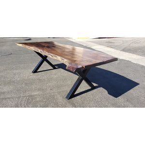 Finely Handcrafted, Custom Stained Live Edge Acacia wood table