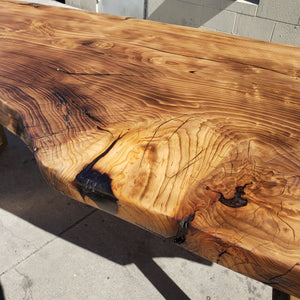 95"L x 30-35-36"W Live Edge Camphor Wood Slab table
