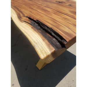 Rustic Style, 99"L Solid Slab Acacia wood table