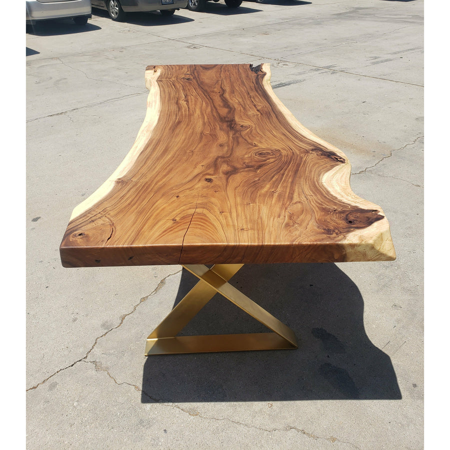 Rustic Style, 99"L Solid Slab Acacia wood table