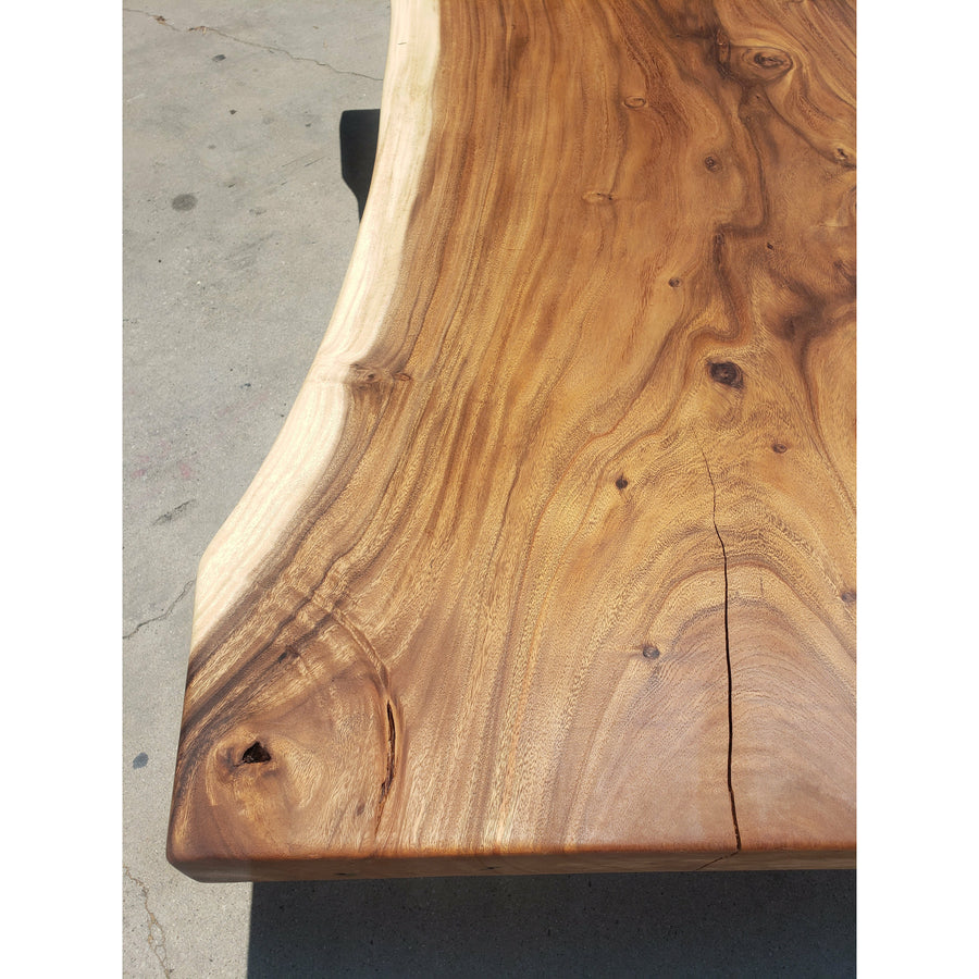 Rustic Style, 99"L Solid Slab Acacia wood table