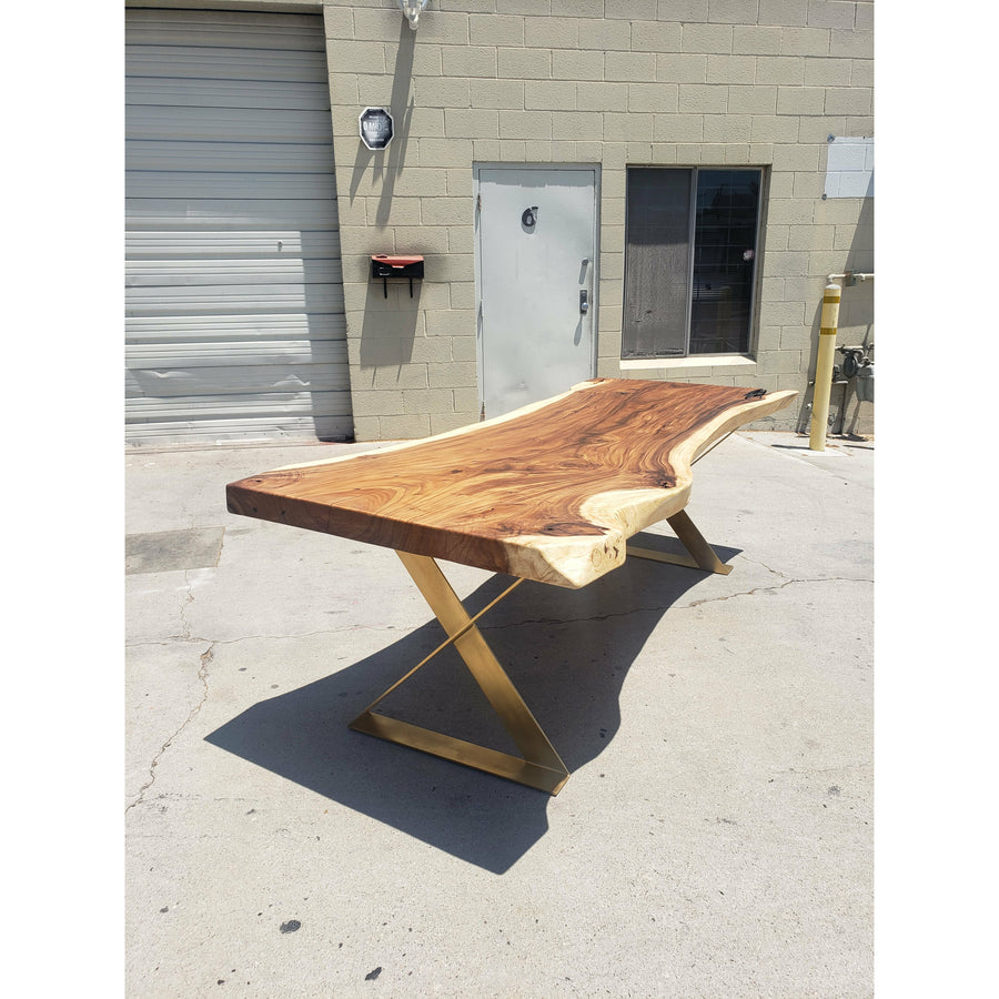 Rustic Style, 99"L Solid Slab Acacia wood table