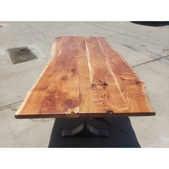 108"L Live Edge wood table with Custom Steel legs