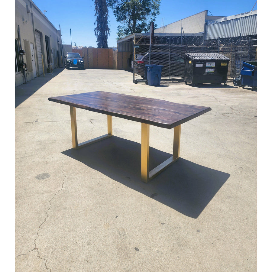 84"L Custom Stained, Live Edge Acacia wood table