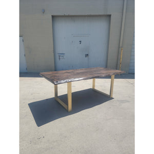 84"L Custom Stained, Live Edge Acacia wood table