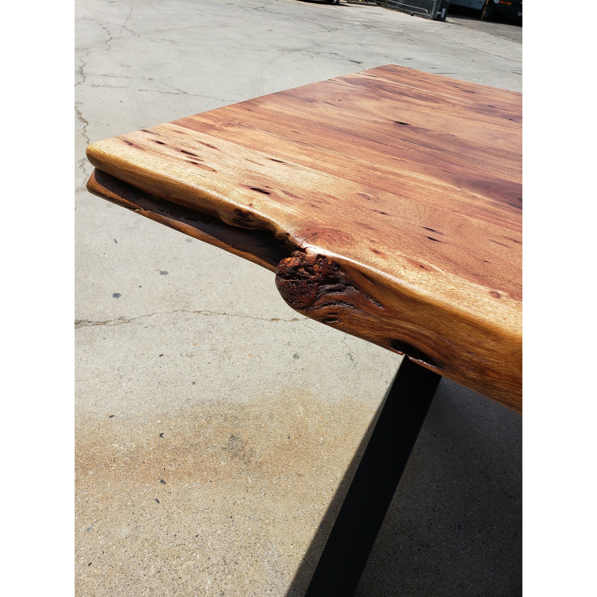 Finely Handcrafted, 96L Live Edge Acacia Wood Dining Table