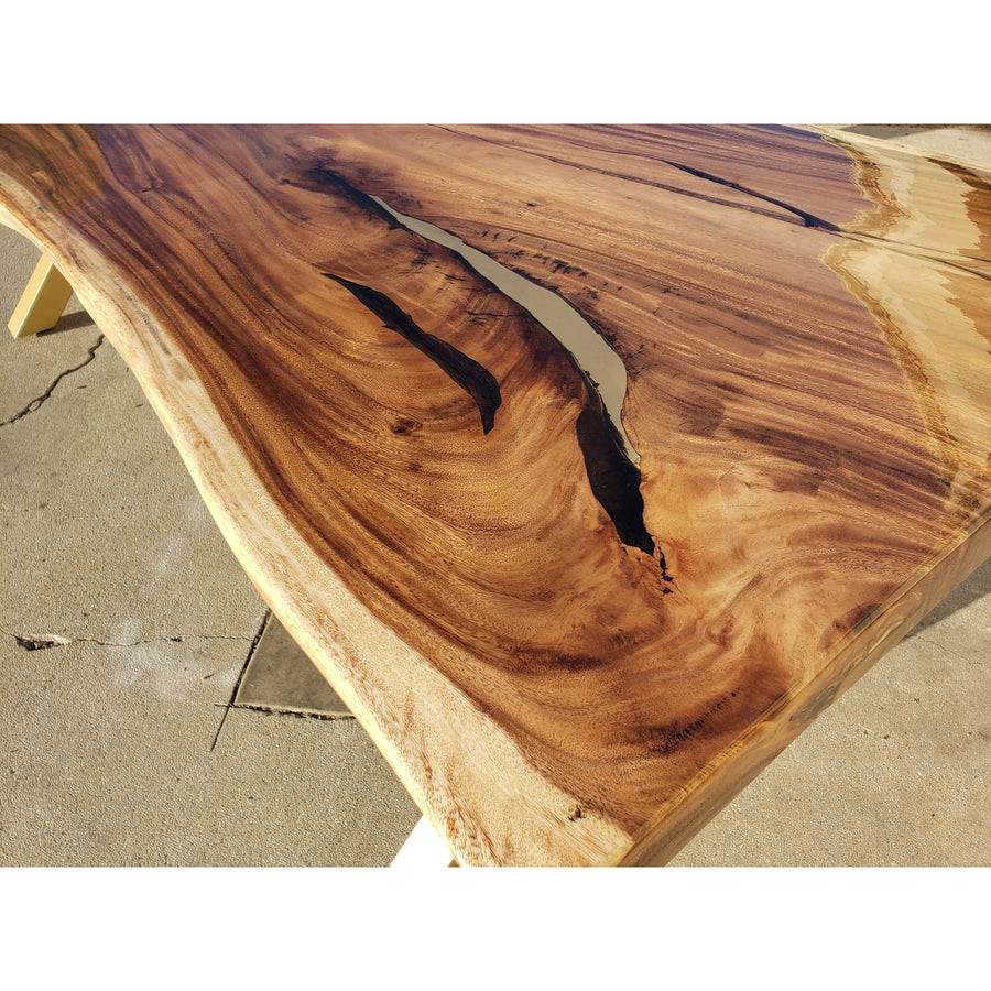 Handcrafted 96"L Solid Acacia Wood slab with Protective Coating