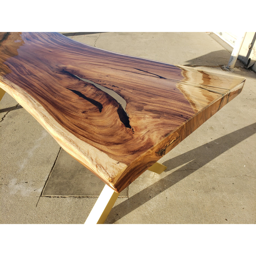 Handcrafted 96"L Solid Acacia Wood slab with Protective Coating