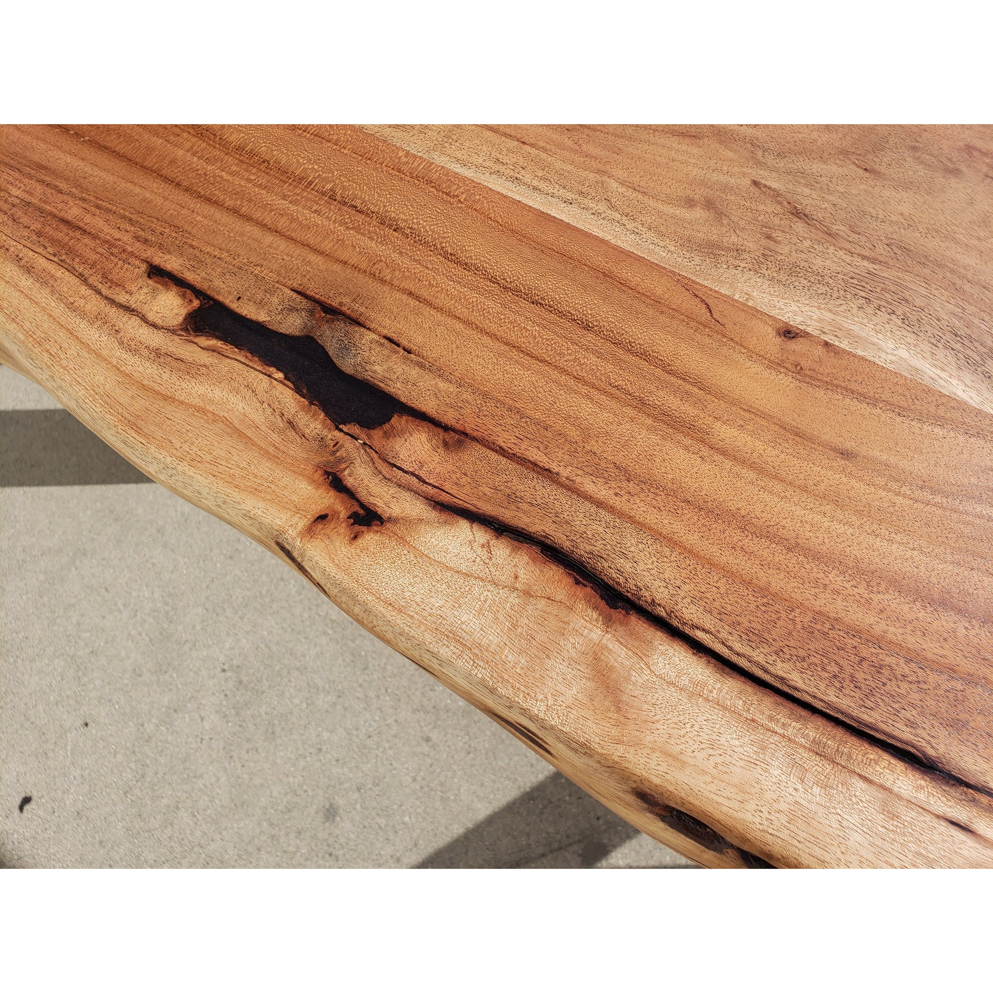 Finely Handcrafted, 96L Live Edge Acacia Wood Dining Table