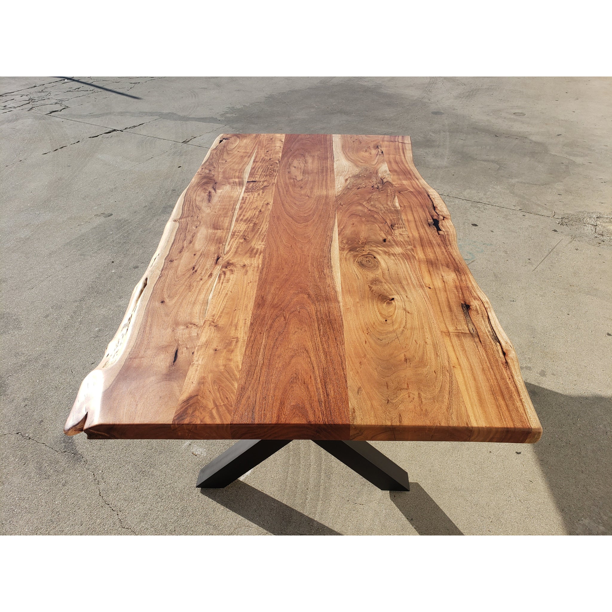 Finely Handcrafted, 96L Live Edge Acacia Wood Dining Table