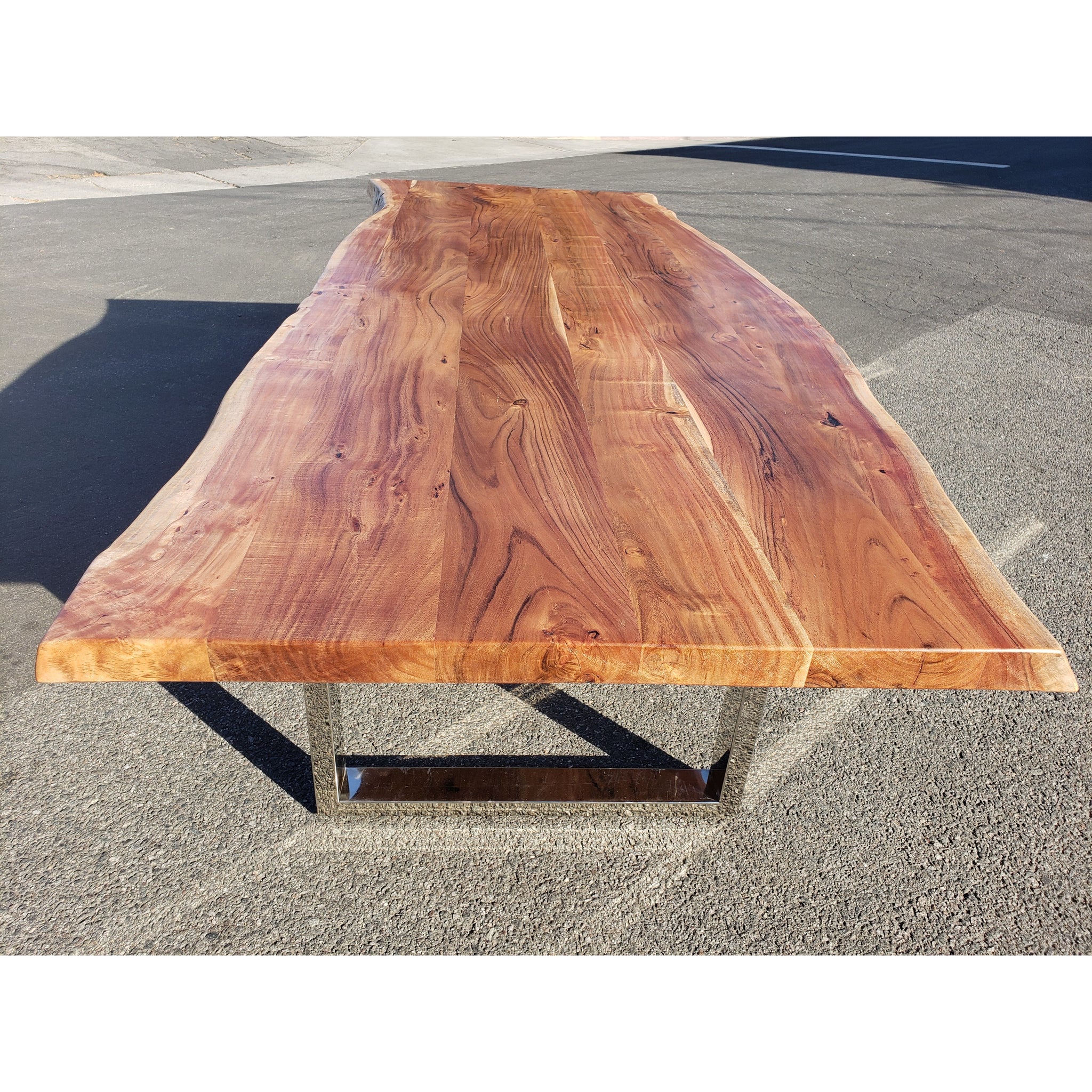 Finely Handcrafted, 96L Live Edge Acacia Wood Dining Table