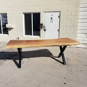 99"L Solid Acacia wood slab table