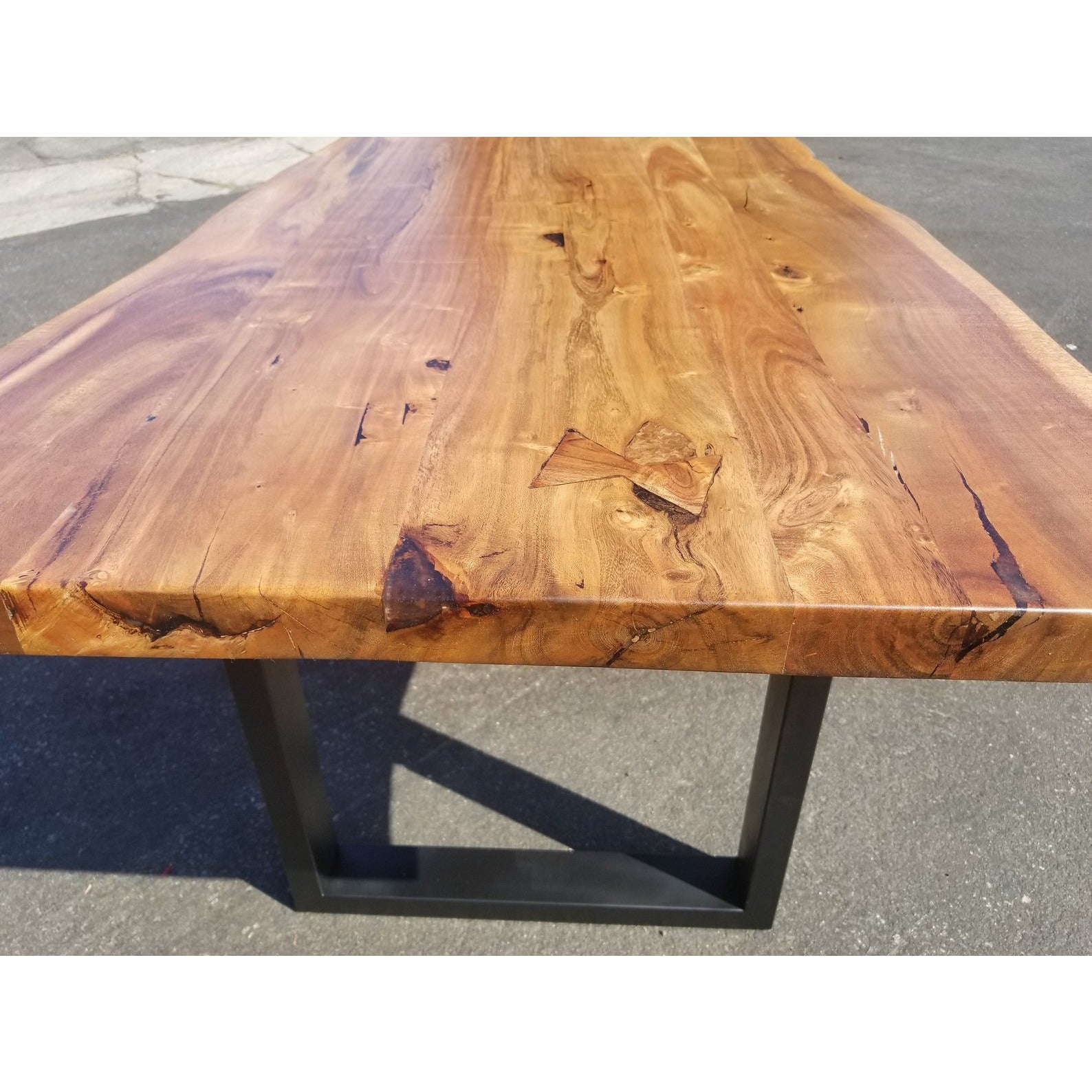Live edge acacia wood slab dining table