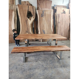 Petite Live Edge Acacia wood Table Bench Set Alive Edge Designs