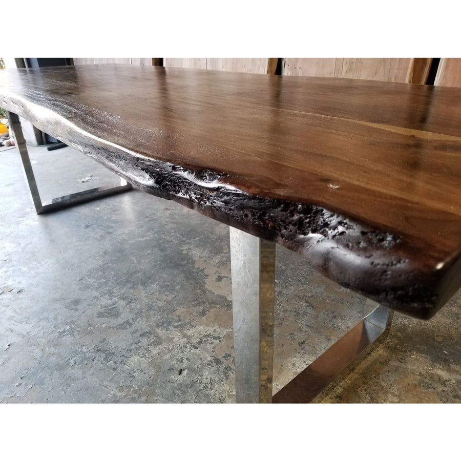 Finely Handcrafted, Custom Stained, Live Edge Acacia wood Dining/Conference Table