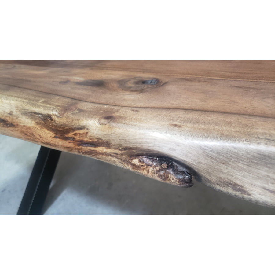 96"L Handcrafted, Cool Toned Live Edge Acacia wood Dining/Conference Table