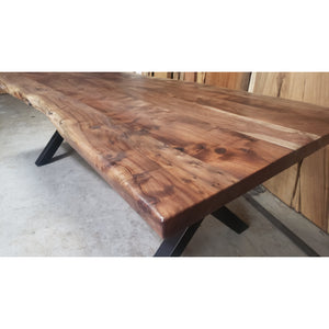 96"L Handcrafted, Cool Toned Live Edge Acacia wood Dining/Conference Table